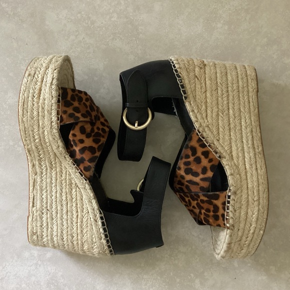 ⚜️ MARC FISHER Amari leopard espadrille wedge NWOT - Picture 4 of 11